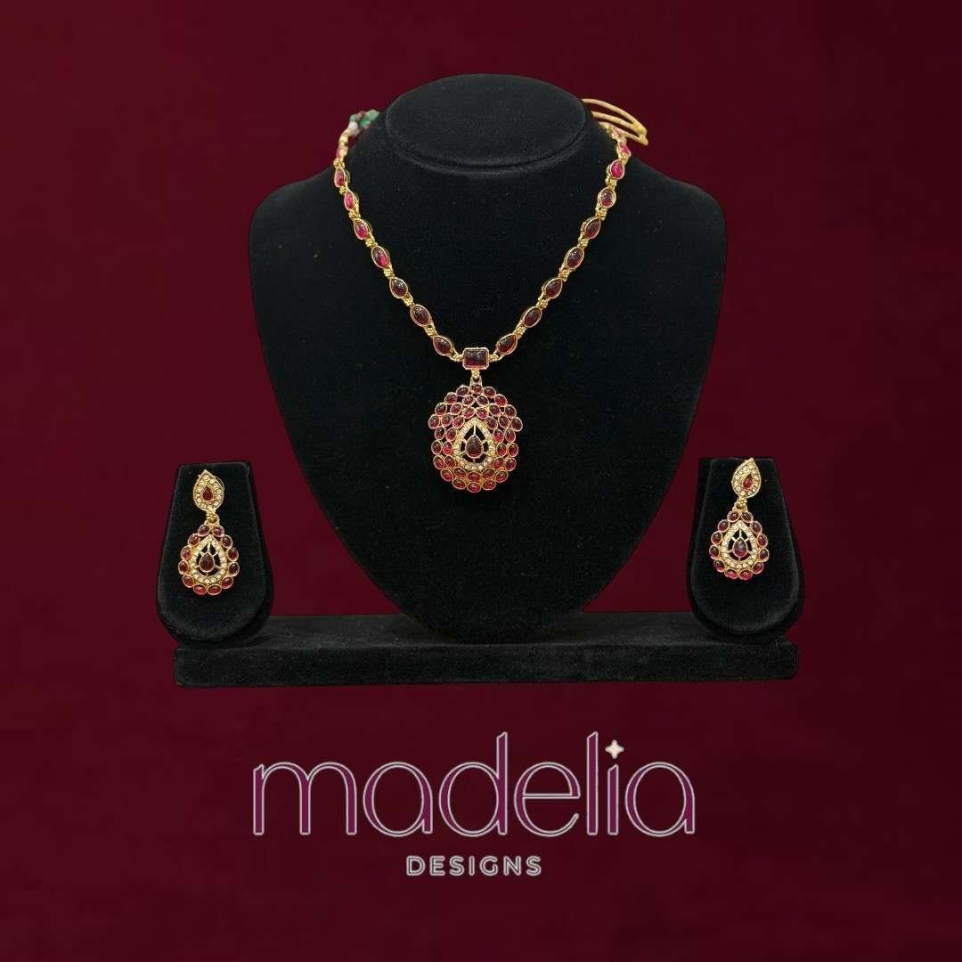 Ruby Stone Pendant Necklace Set